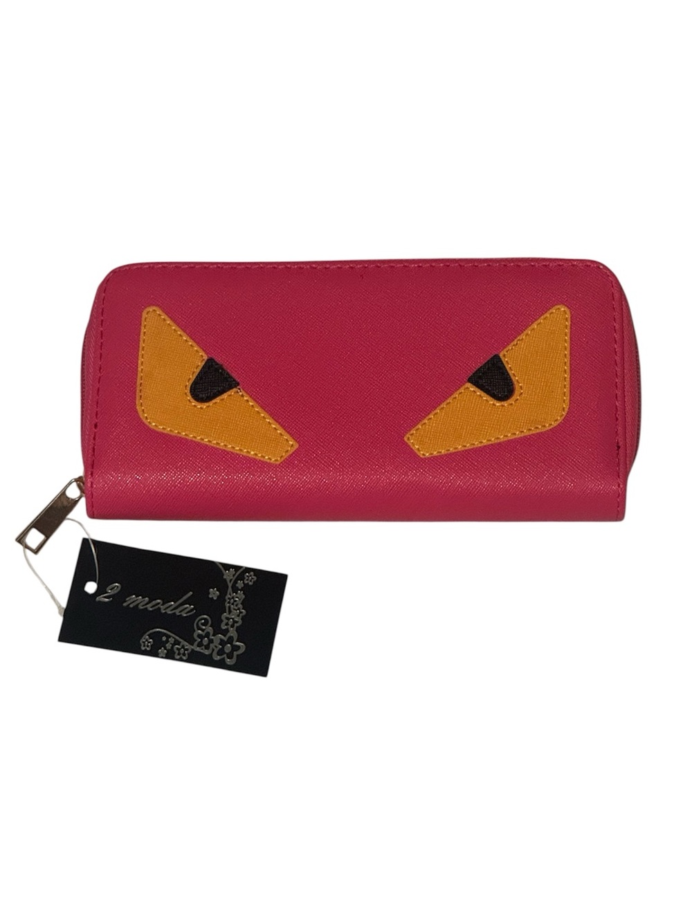 Pink Zip-Around Wallet with Yellow Accent Eyes 👀 NWT